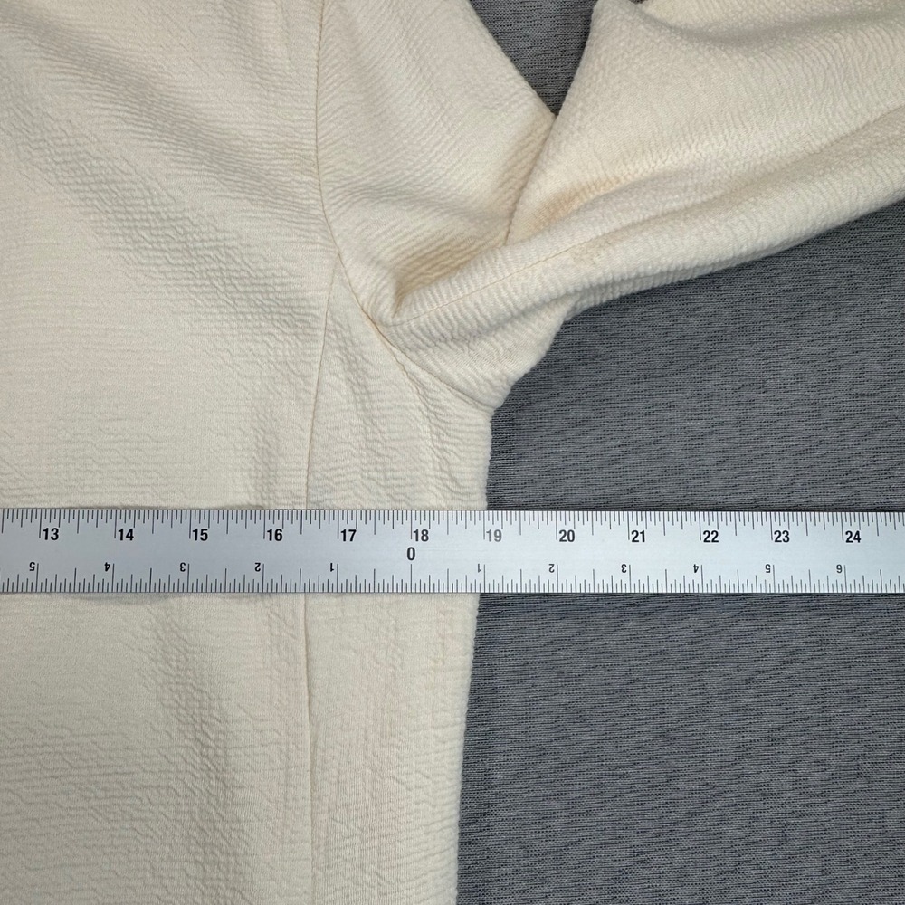Eileen Fisher Cardigan Womens XS Cream Textured Cotton Stand Collar Open Front - Picture 4 of 10